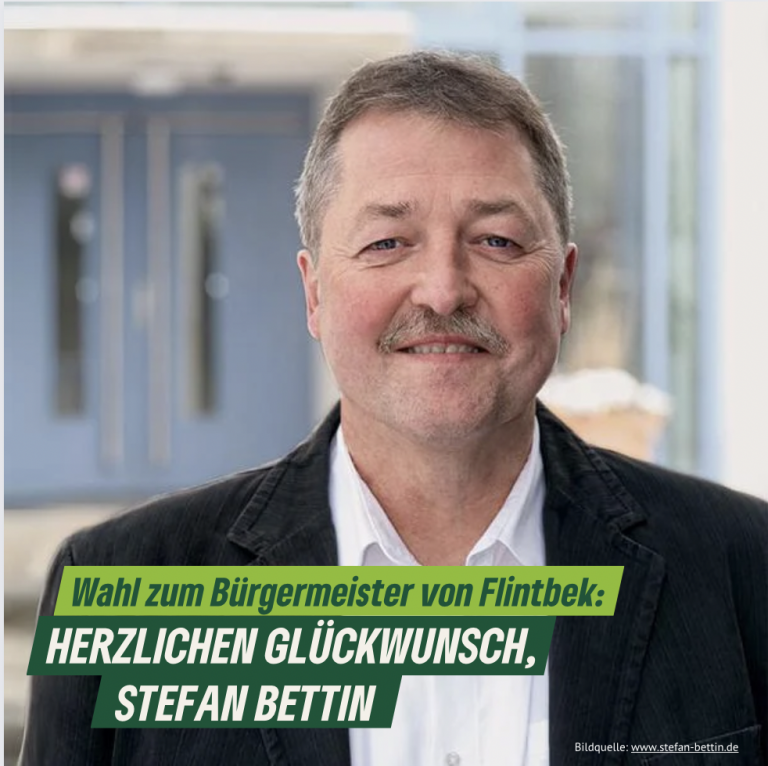 Herzlichen Glückwunsch zur Wahl als Bürgermeister von Flintbek, Stefan Bettin!