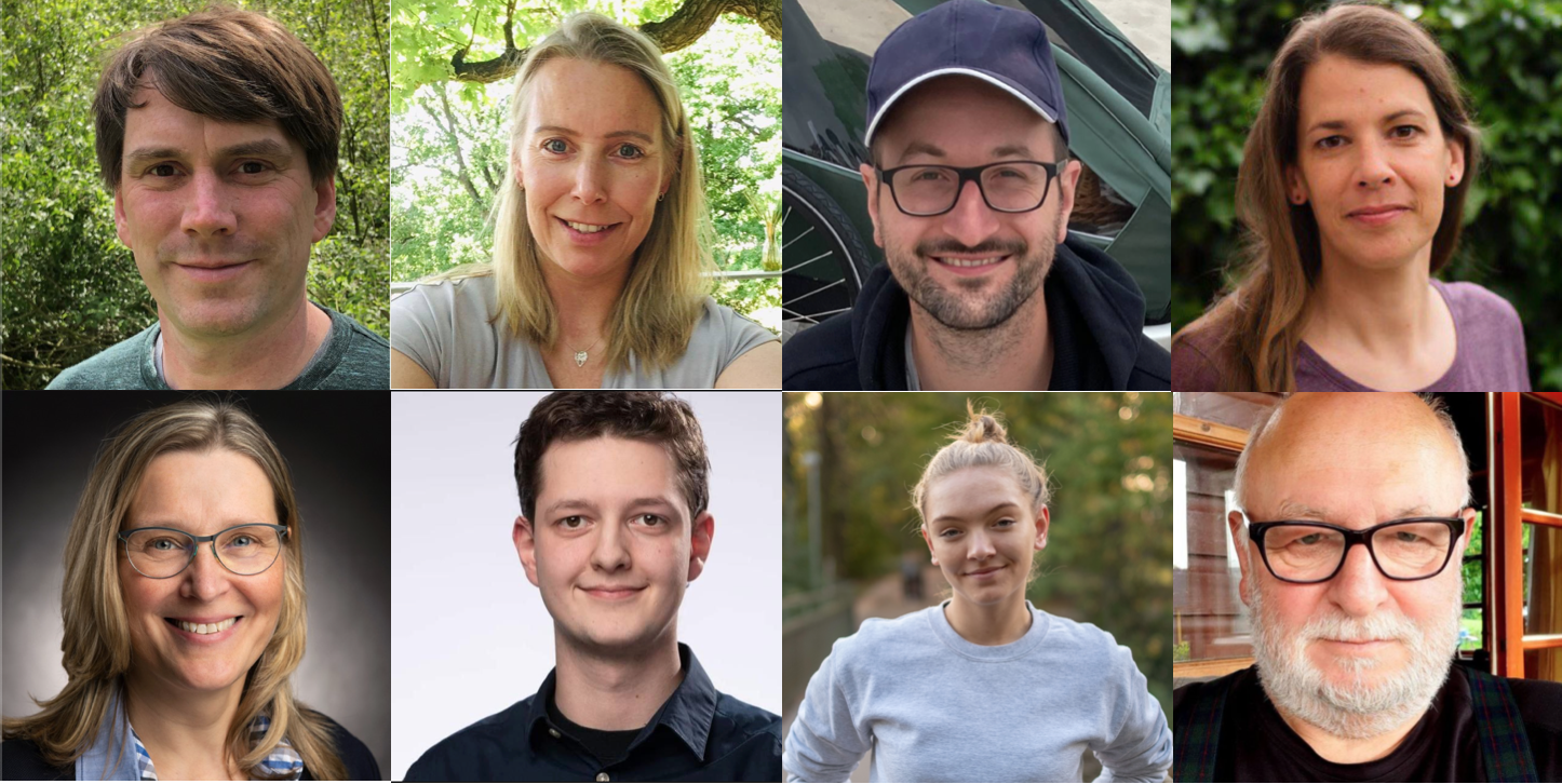 Das Bild ist eine Zusammenstellung von 8 Fotos. Von links nach rechts, oben nach unten: Lasse Bombien, Solveig Strauch, Nikolai Kamp, Anneke Wilken-Bober, Selke Harten-Strehk, Torge Klein, Lise Dotzer, Georg Wilkens